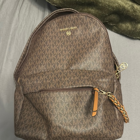 Michael Kors Brown Monogram Backpack with Gold Hardware - Picture 1 of 1